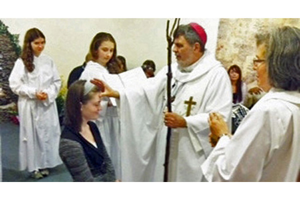 Bishop Jim David at a Confirmation